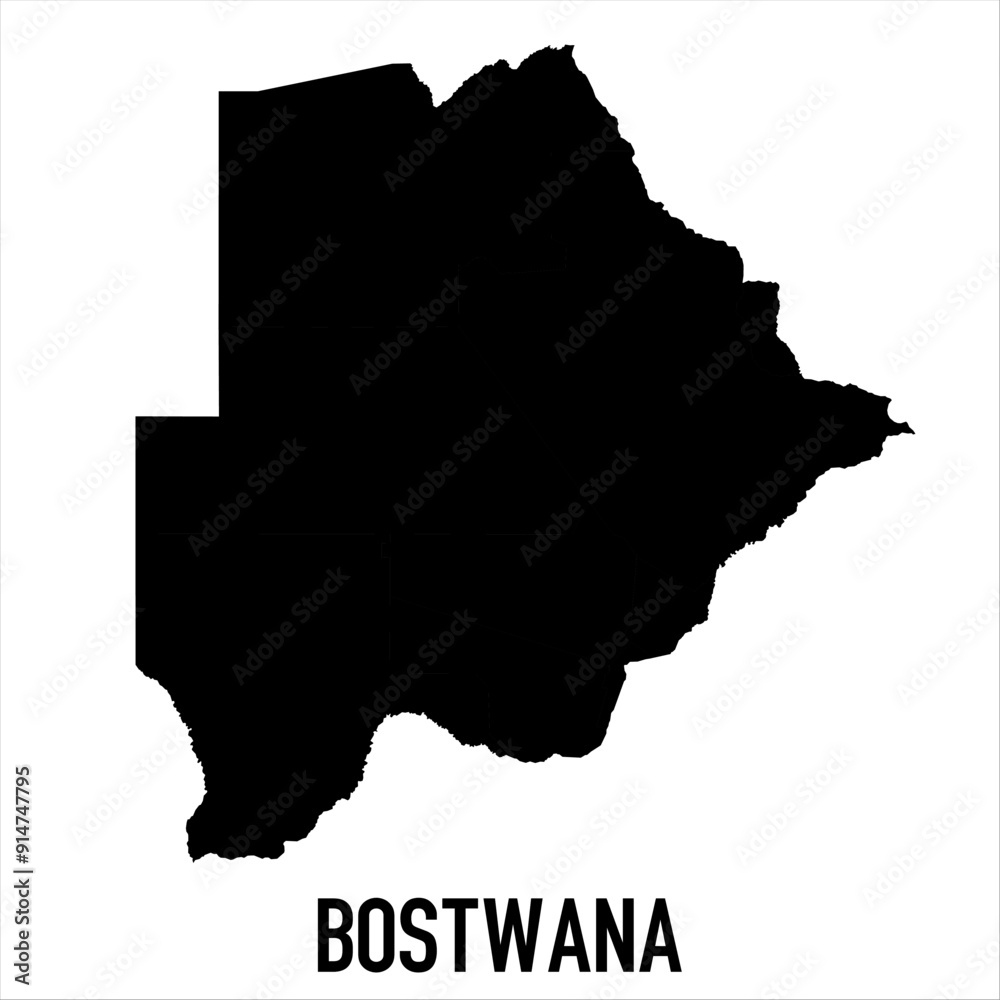 Bostwana Blank Vector Map on White Background. High-Detailed Black Silhouette Map of Azerbaijan. Bostwana Blank Vector Map on White Background. High-Detailed Black Silhouette Map of Azerbaijan.