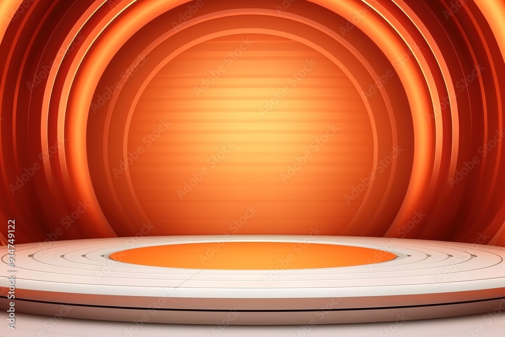 Obraz premium Abstract orange and white circular background with a platform.