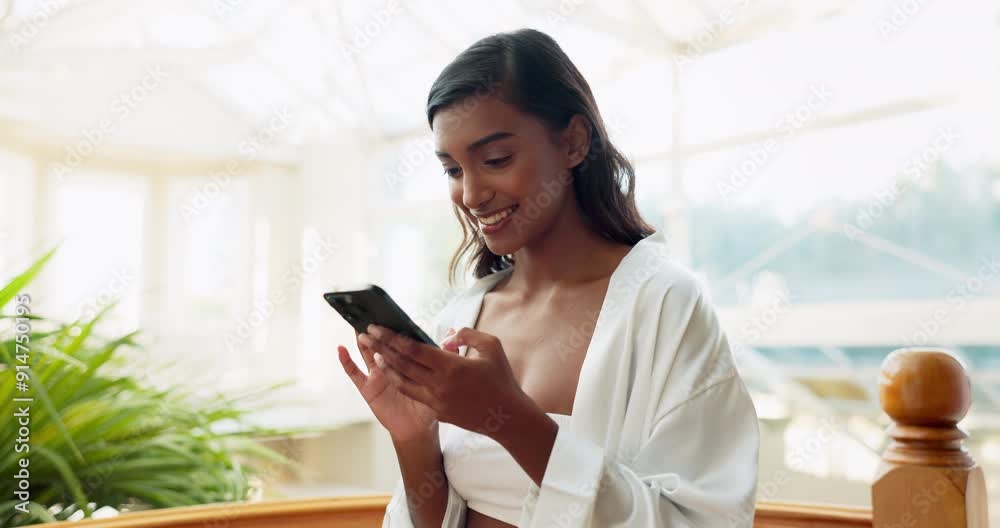 Phone, typing and woman at hotel with communication email for confirm resort booking online for holiday. Hospitality, cellphone and female person browsing for vacation activity on internet for travel Phone, typing and woman at hotel with communication email for confirm resort booking online for holiday. Hospitality, cellphone and female person browsing for vacation activity on internet for travel