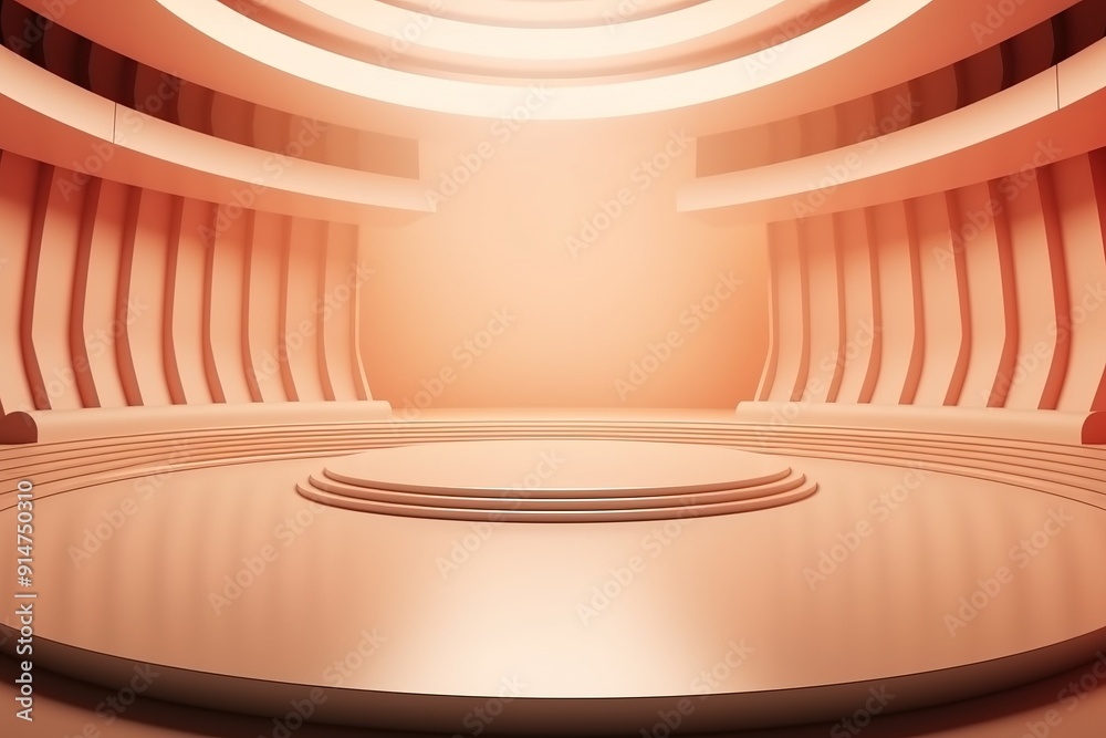 Naklejka premium Abstract orange background with a circular platform in the middle.