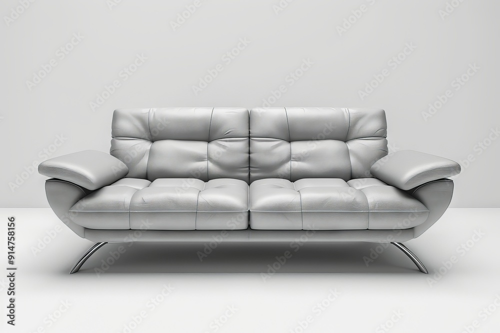 Naklejka premium gray couch and a gray leather seat. Generative AI