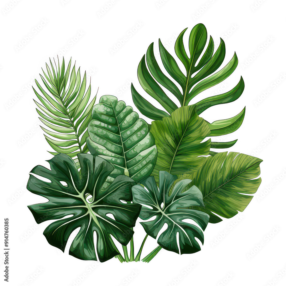 Fototapeta premium A drawing of a bunch of green leaves