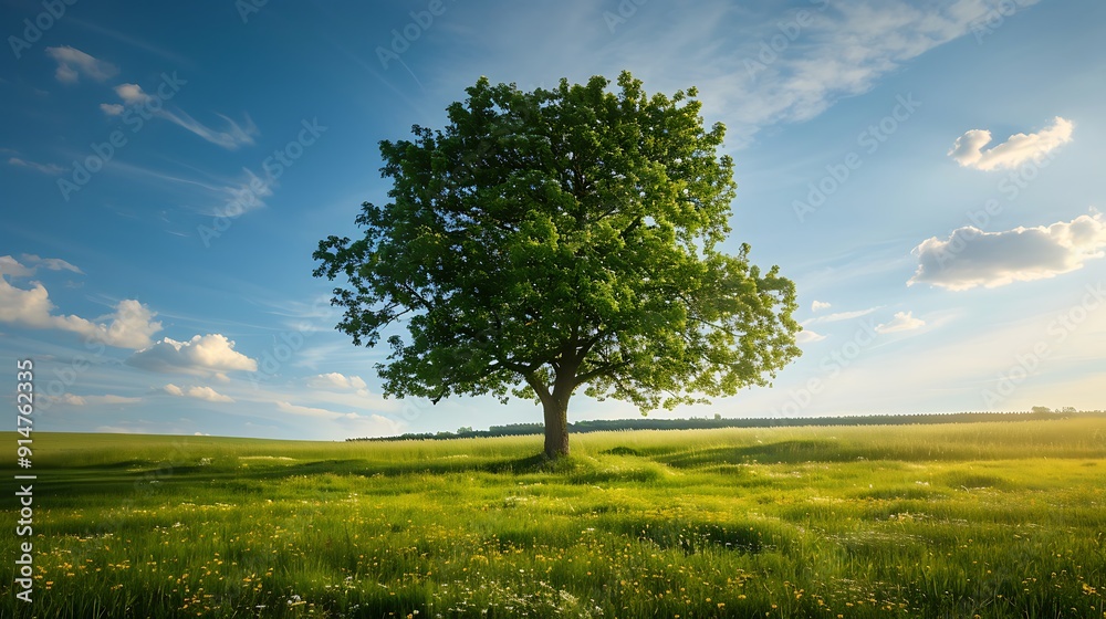 Obraz premium Solitary Tree in a Meadow