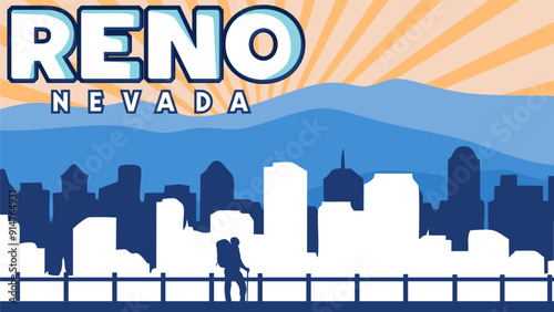 city ​​of reno nevada united states with sky background