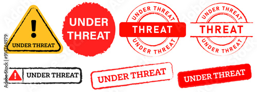 under threat threatening scared afraid discrimination pressure stamp icon design collection