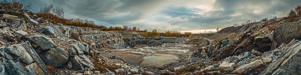 Stone quarry on a cloudy day