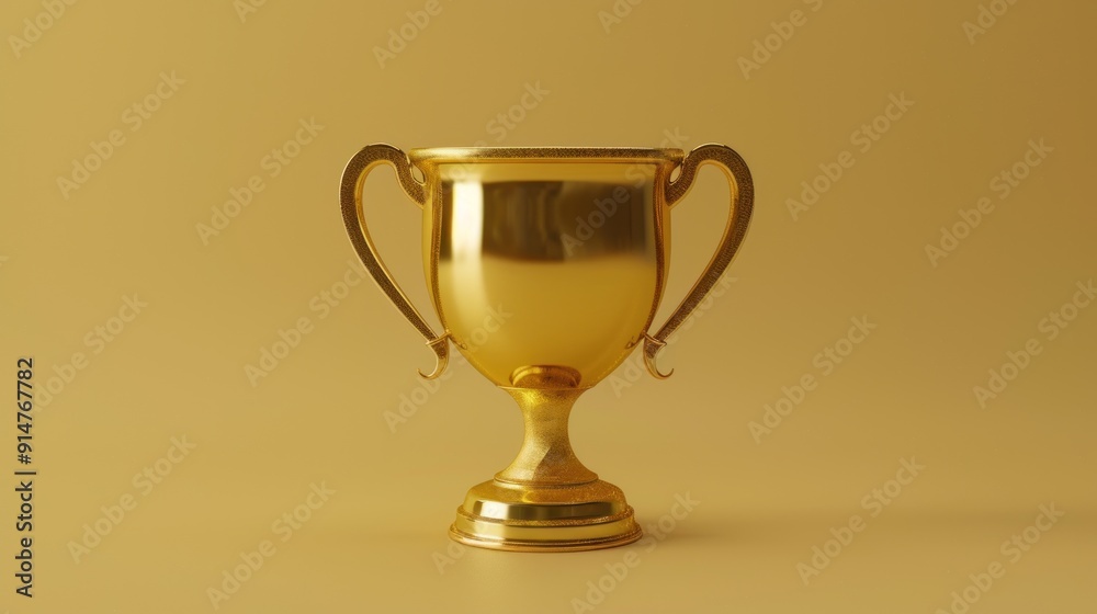 Golden Trophy on a Yellow Background Golden Trophy on a Yellow Background