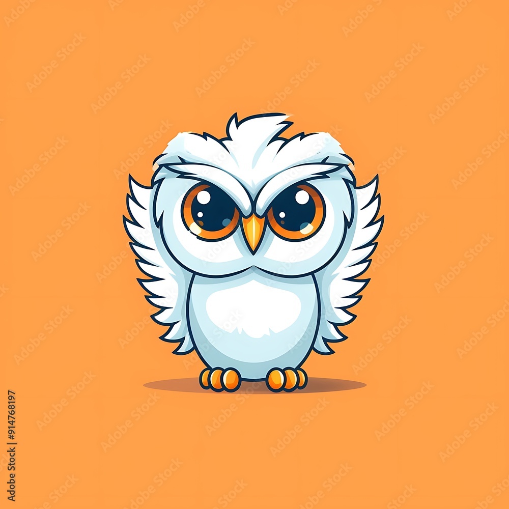 Cartoon Snowy Owl Illustration With Large Eyes Cartoon Snowy Owl Illustration With Large Eyes