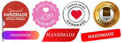 handmade products work crafted manually design quality icon stamp collection