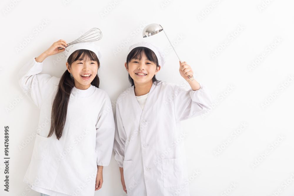 給食着を着た女の子 school lunch 給食着を着た女の子 school lunch