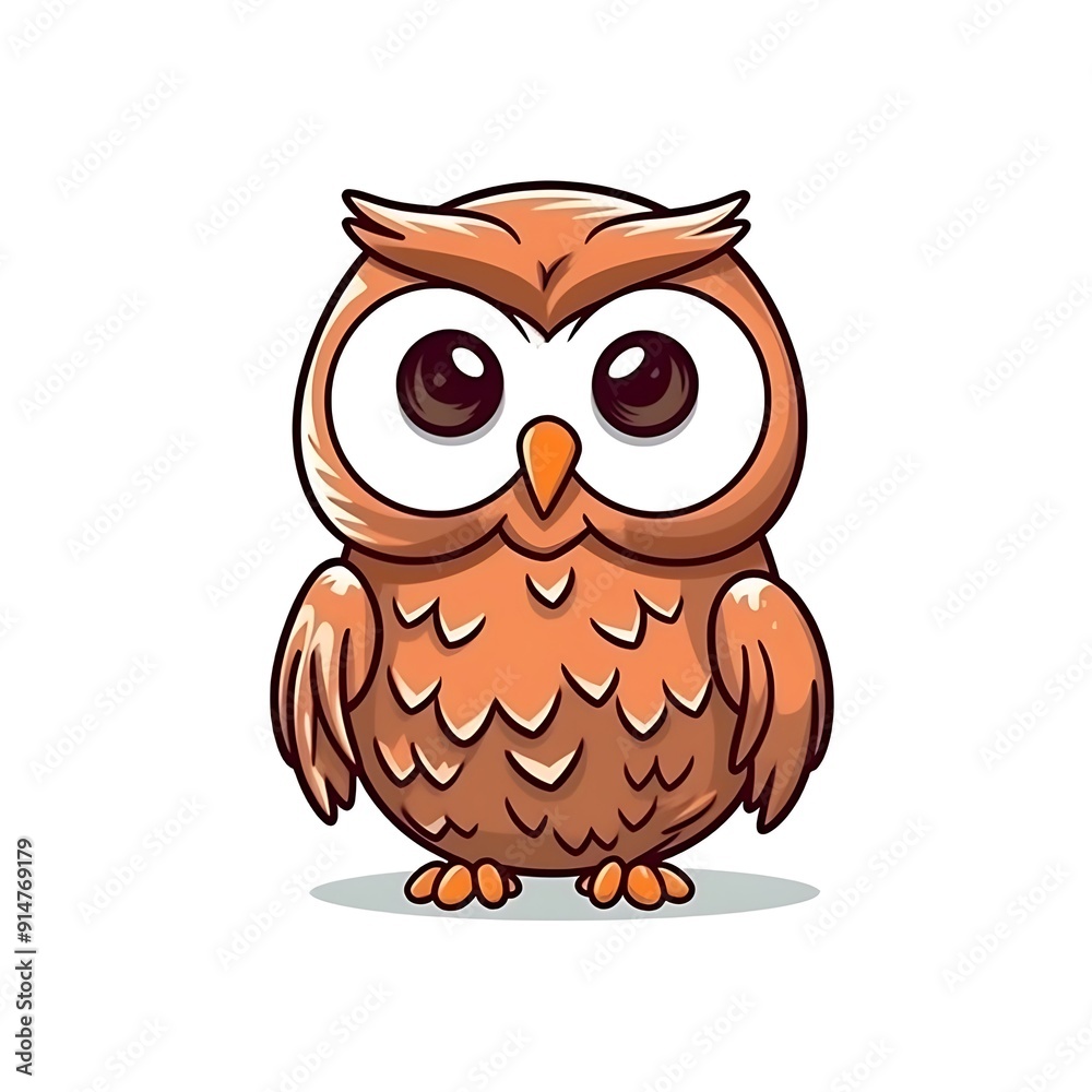 Cartoon Brown Owl Illustration With Big Eyes Cartoon Brown Owl Illustration With Big Eyes