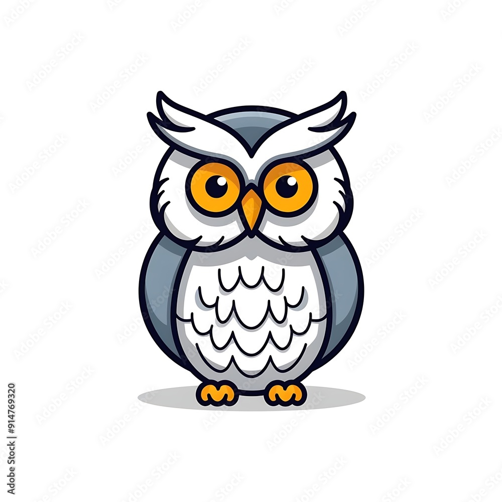 Fototapeta premium Cartoon Owl Illustration On White Background