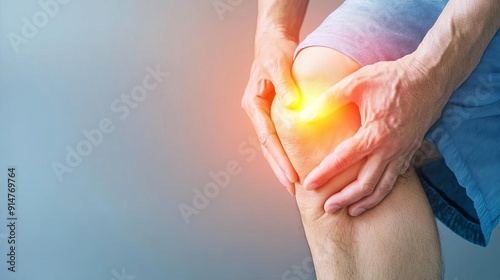 Person wincing from severe muscle cramp, pain, acute discomfort