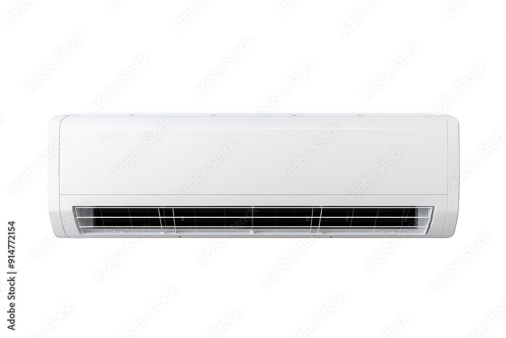 A white air conditioner with a black grill A white air conditioner with a black grill