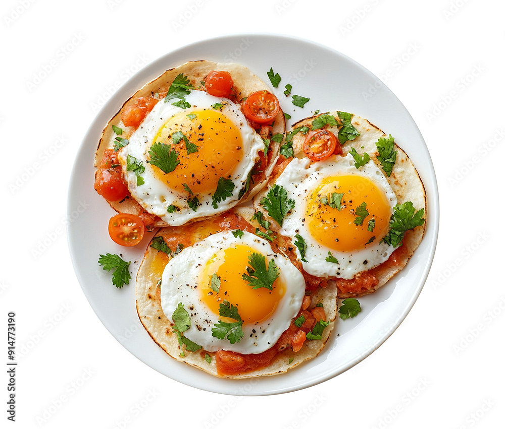Huevos rancheros isolated on transparent background