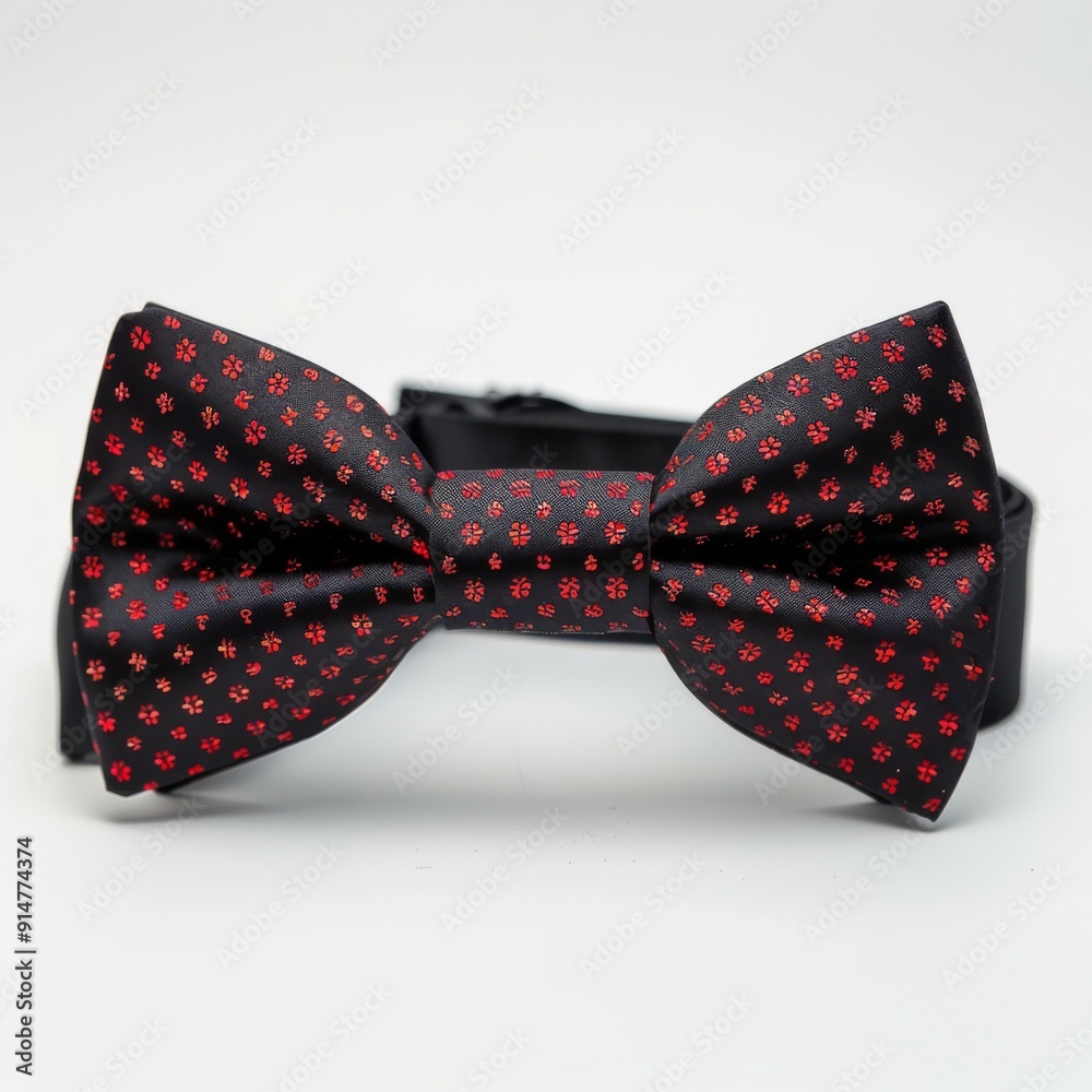 bow tie with black and red checkered pattern on white background