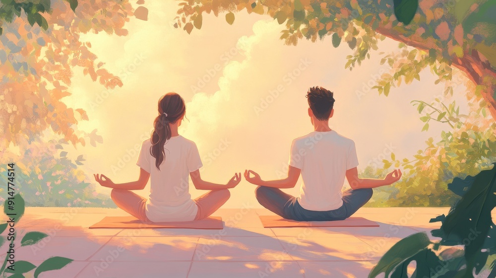 Serene moment of meditation in nature, promoting relaxation and mindfulness for a balanced lifestyle. Serene moment of meditation in nature, promoting relaxation and mindfulness for a balanced lifestyle.