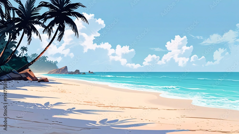 Obraz premium summer holiday vocation on the beach illustration.summer background theme 