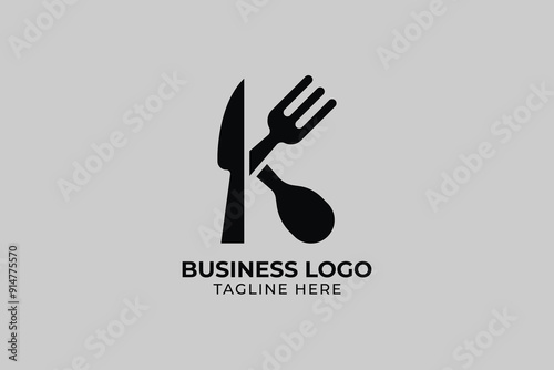 cutlery logos in linear style. Spoon, fork and knife. Vector illustration,  logo design for restaurants with knives, forks and spoon
