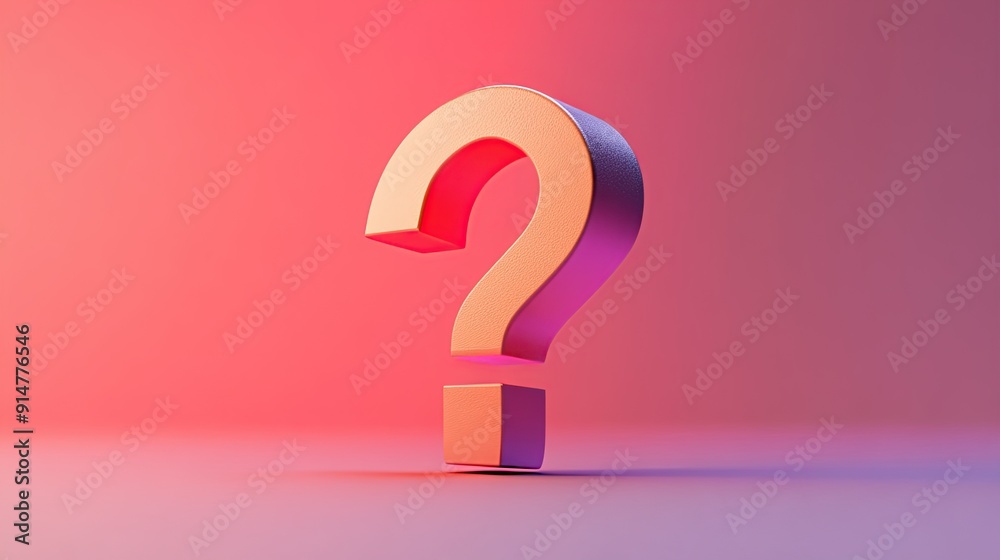 3D metallic question mark on pink background. 3D metallic question mark on pink background.