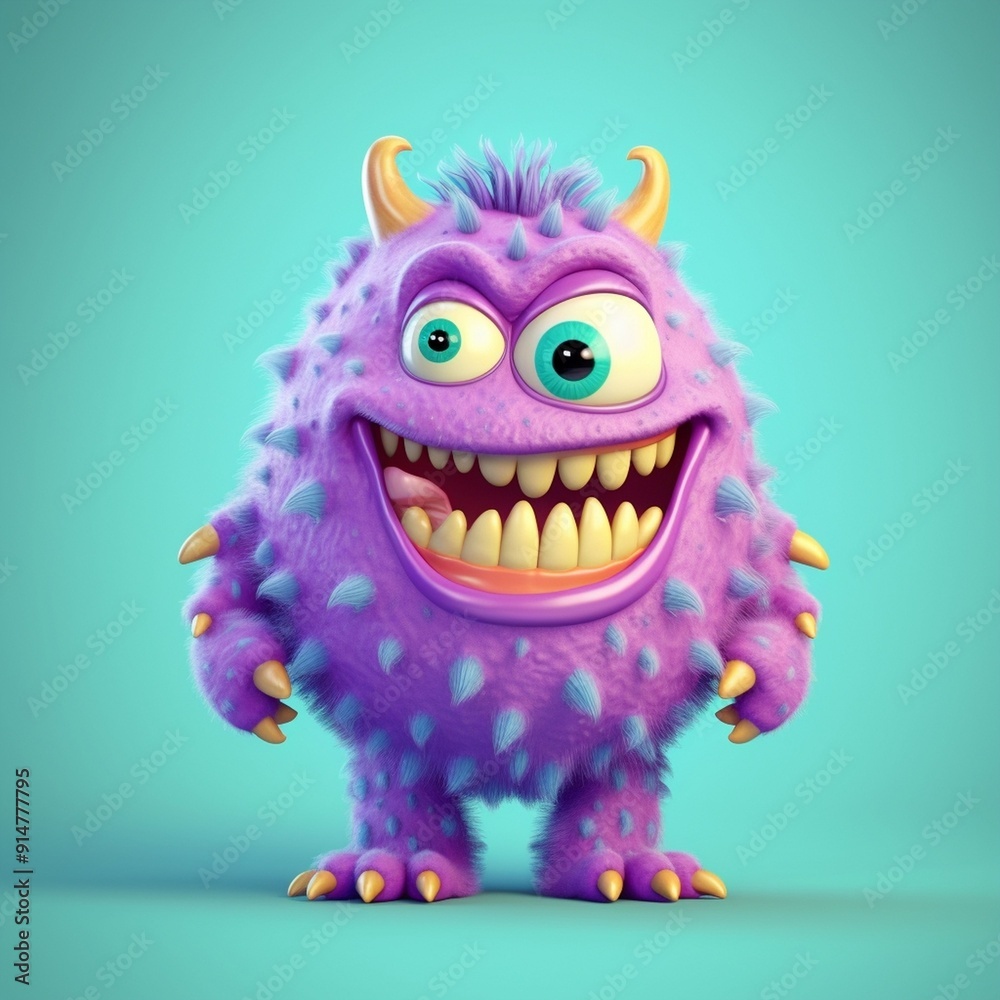 Purple Furry Monster With Big Grin And One Eye Purple Furry Monster With Big Grin And One Eye