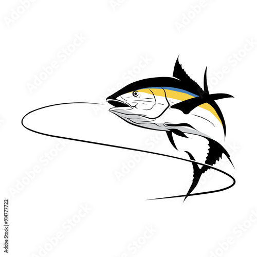 Elegant Tuna Fish Vector Illustration Jump out of the water - Perfect for your fishing activities