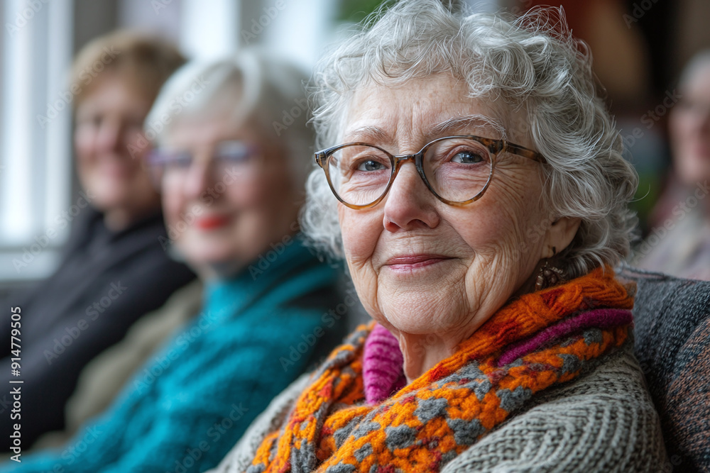 A group of elderly women sitting together, sharing stories about their contributions to the feminist movement. A group of elderly women sitting together, sharing stories about their contributions to the feminist movement.