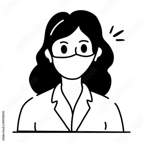 Doodle style icon of scientist 