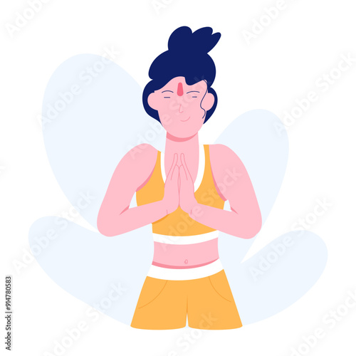 Character based flat illustration of hindu prayer 