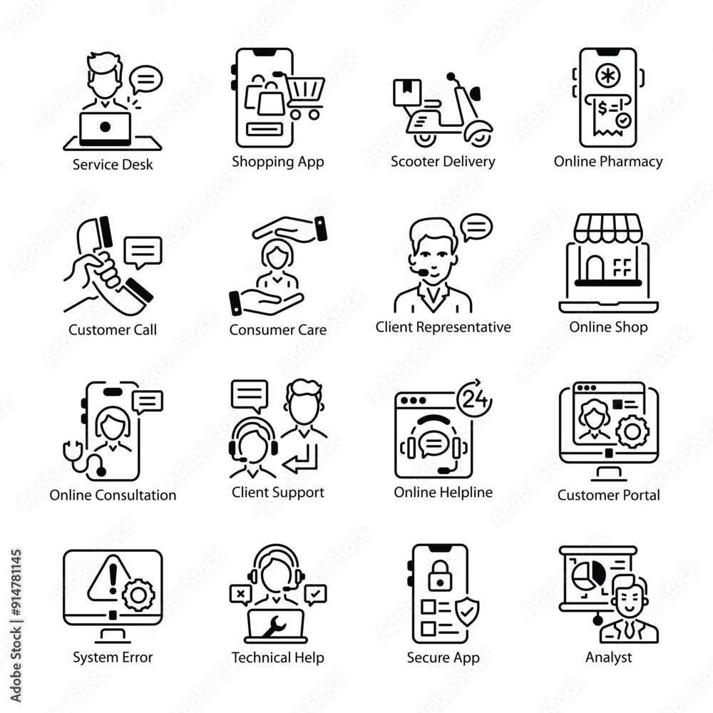 Collection of Line Style Online Service Icons
Collection of Line Style Online Service Icons
