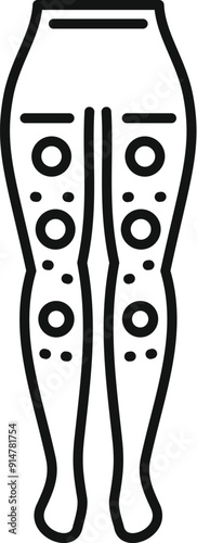 Line icon of a woman wearing compression stockings for varicose veins