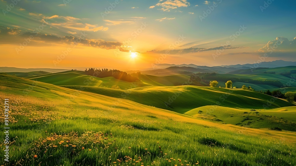 Fototapeta premium Rolling Hills at Sunset