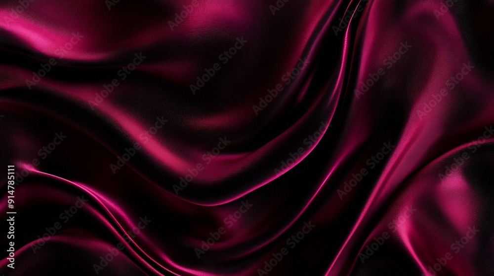 Obraz premium Black dark deep burgundy ruby cherry plum red abstract background Silk satin velvet fabric Elegant luxury rich Curtain drapery fold line wave flow Romance Valentine Birthday Christmas : Generative AI