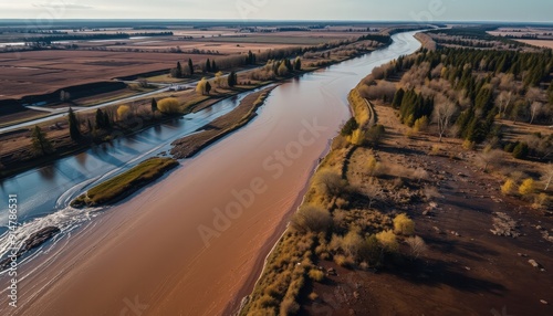 Wallpaper Mural Aerial View of a Winding River Through a Rural Landscape. Torontodigital.ca