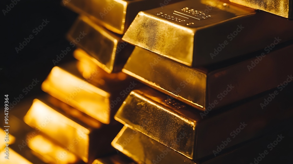 Close up stack Gold BarsConcept of success in business and finance : Generative AI Close up stack Gold BarsConcept of success in business and finance : Generative AI