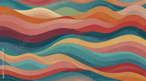 Abstract horizontal background with colorful waves Trendy vector illustration in style retro , Generative AI