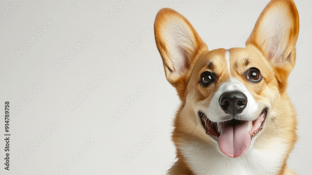smiling corgi dog with tongue out on white background : Generative AI smiling corgi dog with tongue out on white background : Generative AI