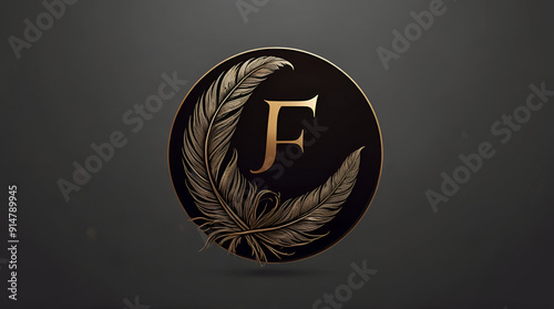 Feather letter F icon design, vector design concept circle feather with letter for initial luxury business, firm, law service, notary, boutique and more brand identity, Generative AI.