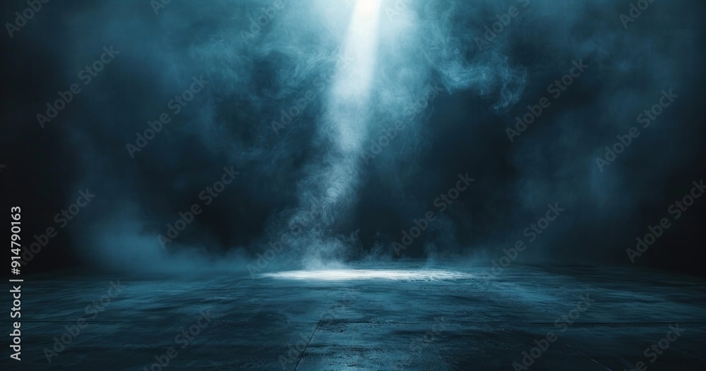 Blue Fog and Spotlight on Dark Floor Blue Fog and Spotlight on Dark Floor
