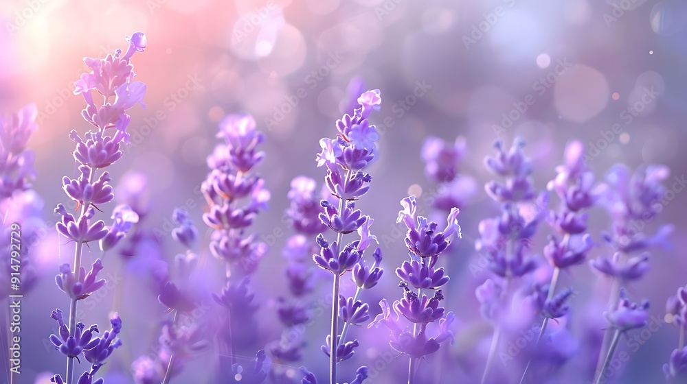 Naklejka premium Purple Lavender Flowers in Soft Light
