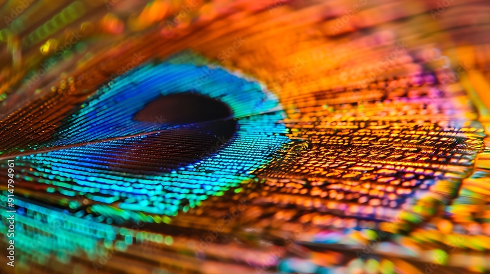 Naklejka premium Close-up of a Peacock Feather's Eye