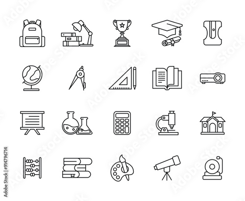 Education Line Icon, School Line Icon, Course Line Icon