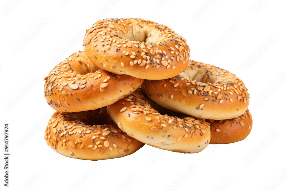 A stack of sesame seed bagels A stack of sesame seed bagels