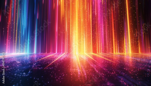 Neon Lights Background  Abstract Colorful Lines