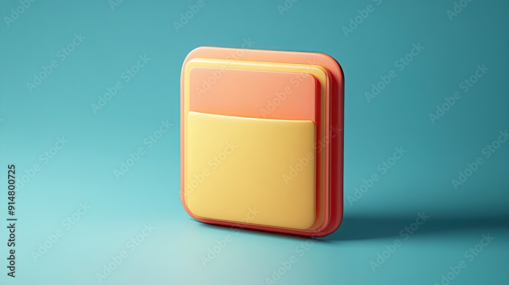 3D rendering of a colorful square with rounded edges on a blue background.