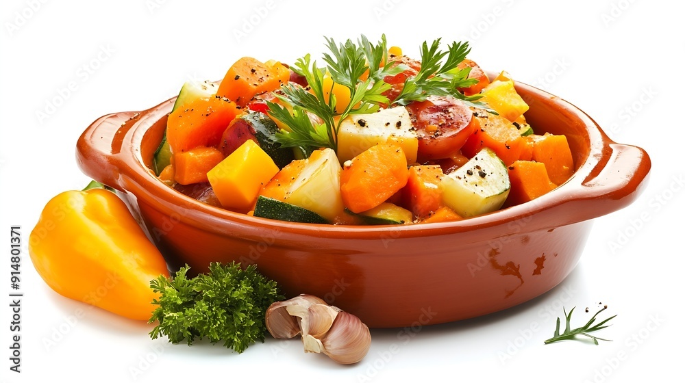 Cookbook vegetables and casserole isolated on white : Generative AI Cookbook vegetables and casserole isolated on white : Generative AI