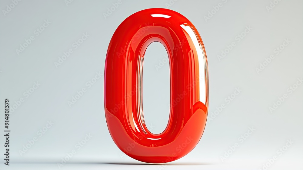 3D Shiny Red Number Zero. 3D Shiny Red Number Zero.
