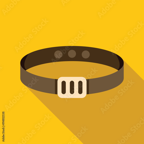 Simple brown leather belt with holes and metallic buckle closing