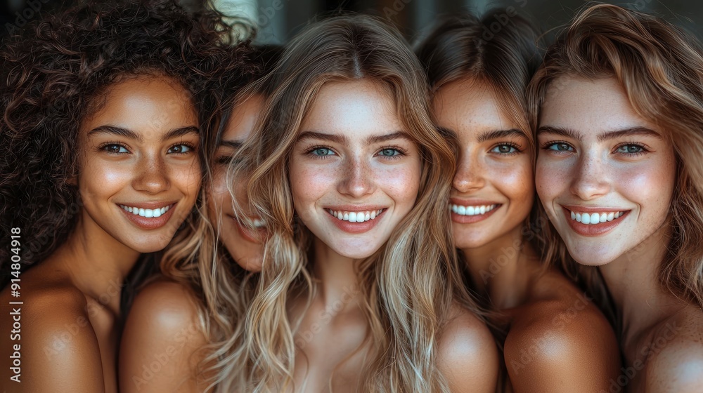 Multi-Ethnic Group Of Young Women Hugging And Having Fun Multi-Ethnic Group Of Young Women Hugging And Having Fun