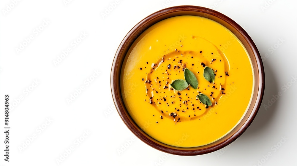 bowl of vegetable cream soup isolated on white background top view : Generative AI bowl of vegetable cream soup isolated on white background top view : Generative AI